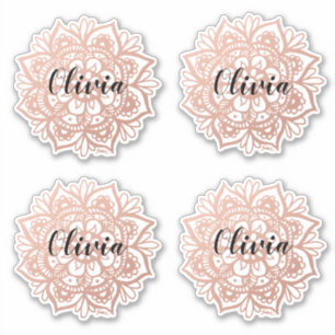Rose Gold Mandala Individuelle Name Aufkleber