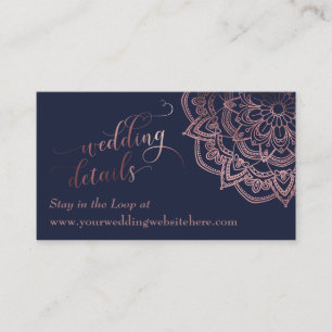 Rose Gold Mandala Navy Hochzeit Details Einlegekar Begleitkarte