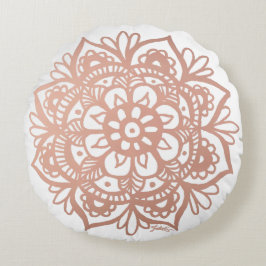 Rose Gold Mandala Rosa Blume Rundkissen Rundes Kissen