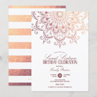 Rose Gold Mandala Sweet 16 Party Einladung
