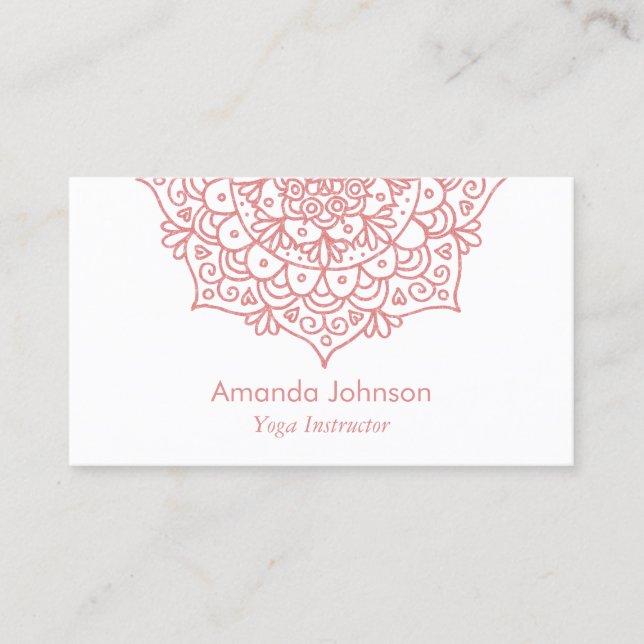 Rose Gold Mandala Yoga Instructeur Carte de visite (Devant)
