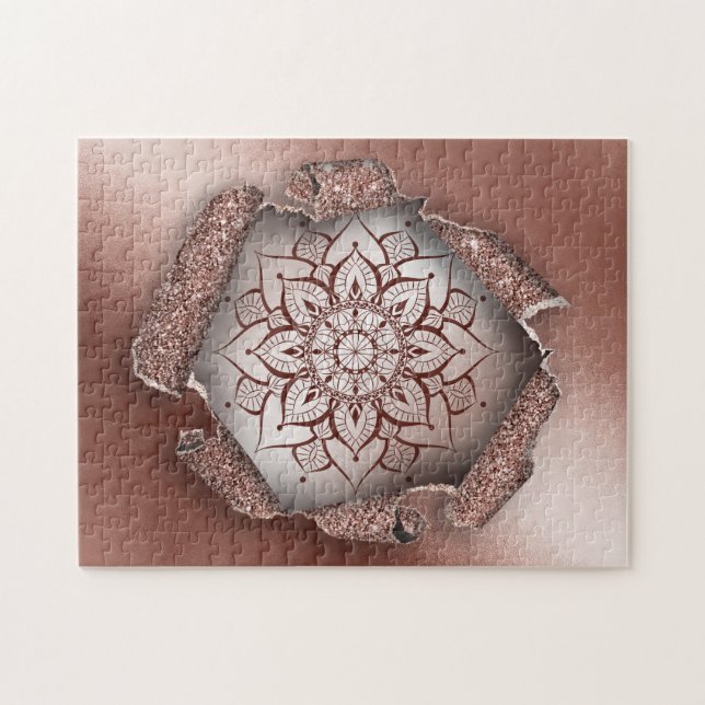 Rose Gold Mandala Yoga Zen (Horizontal)