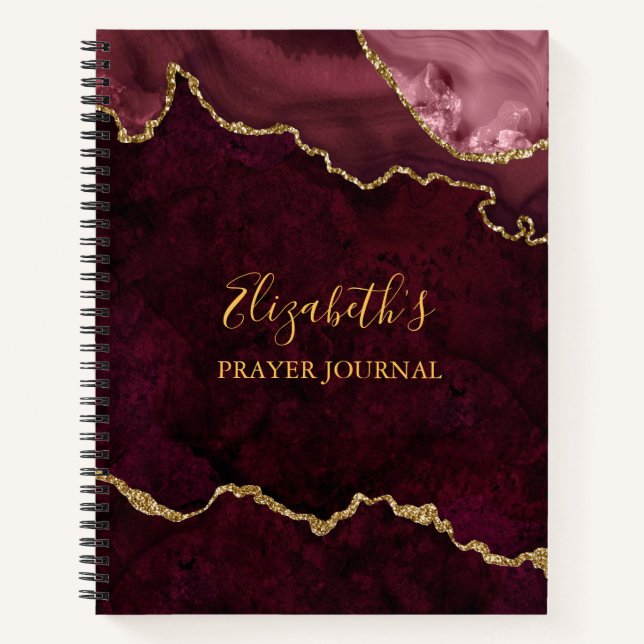 Rose Gold Marble Agate Geode Prayer Journal Notizbuch (Vorderseite)