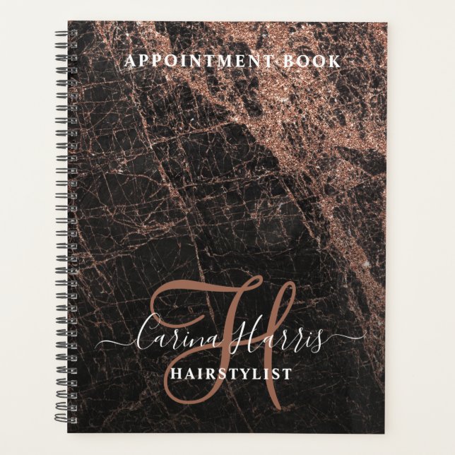 Rose Gold Marble Coiffeur du carnet de rendez-vous (Devant)