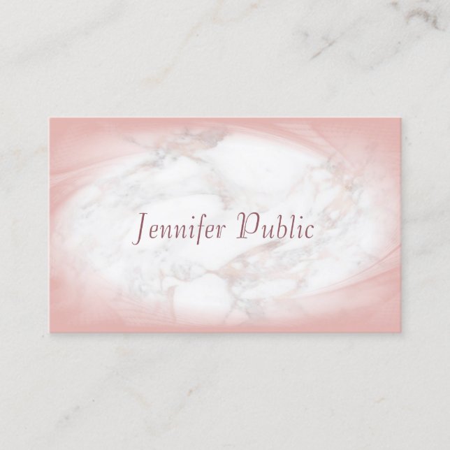 Rose Gold Marble Elegantes handgeschriebenes Skrip Visitenkarte (Vorderseite)