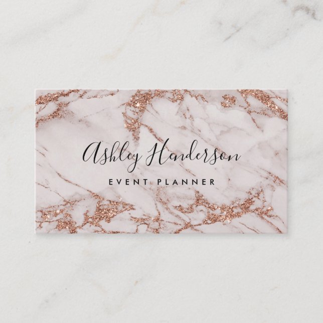 Rose Gold Marble Event Planner Visitenkarte (Vorderseite)