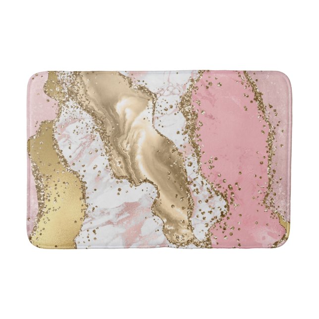 Rose Gold Marble Glitzer Agate Badematte (Vorderseite)