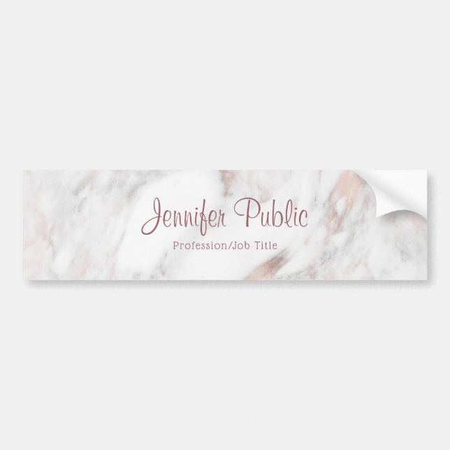 Rose Gold Marble Handgeschriebene Skriptvorlage Autoaufkleber (Vorne)