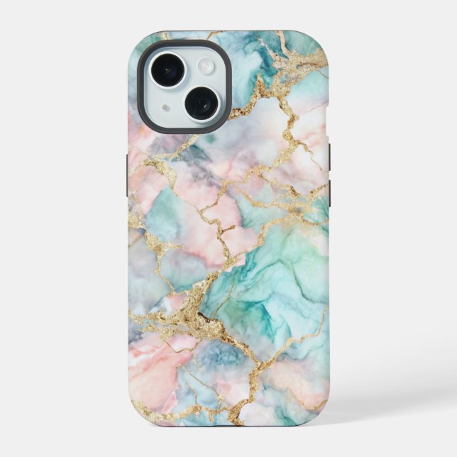 Rose Gold Marble iPhone 15 Hülle (Rückseite)