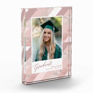 Rose Gold Marble Moderne Abschluss Girl Fotoblock