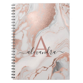 Rose Gold Marble Monogram Custom Initial und Name Notizblock