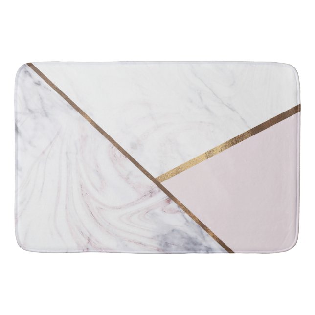 Rose Gold Marble Swirl & Blush Pink Bronze Glam Badematte (Vorderseite)