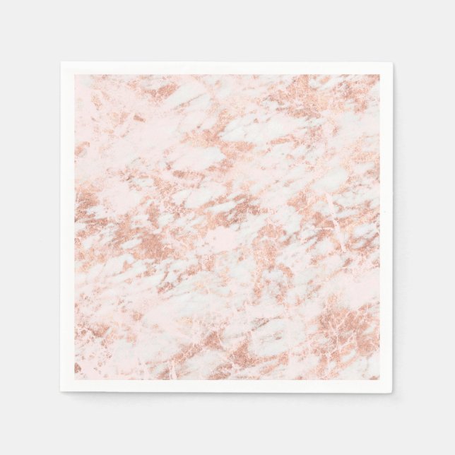 Rose Gold marbled Elegante Moderne Hochzeit Serviette (Vorderseite)