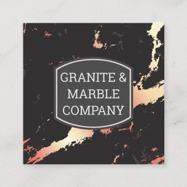Rose Gold Marbled Slab | Granit Quadratische Visitenkarte (Vorderseite)