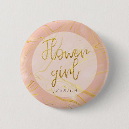 Rose Gold Marmor Agate Glitzer Blumenspielknopf Button