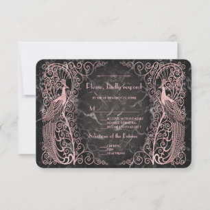 Rose Gold Marmor Art Deco UAWG RSVP Karte
