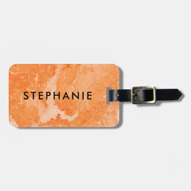 Rose-Gold-Marmor-Aufdruck Fett-Monogramm Gepäckanhänger (Vorderseite horizontal)