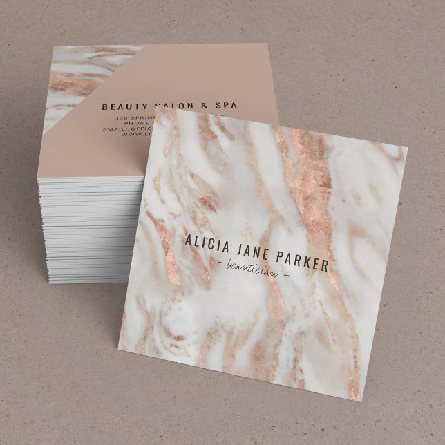 Rose Gold Marmor einzigartig elegant beruflich Quadratische Visitenkarte (Von Creator hochgeladen)