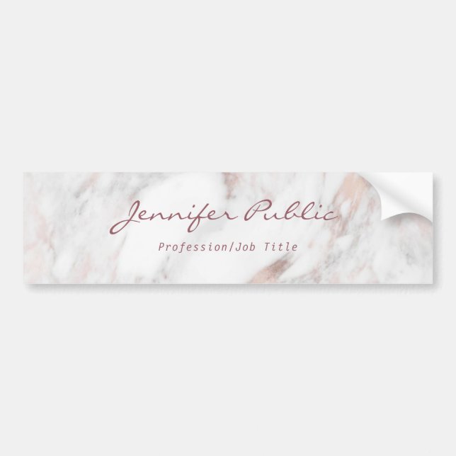 Rose Gold Marmor Kalligraphie Script Elegant Moder Autoaufkleber (Vorne)