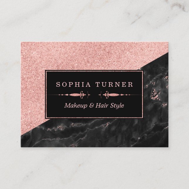 Rose Gold Marmor Makeup Artist Haar Stylist Custom Treuekarte (Vorderseite)