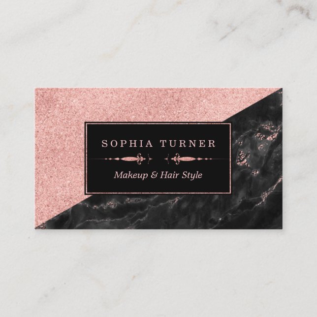 Rose Gold Marmor Makeup Artist Haare Stylist Visitenkarte (Vorderseite)
