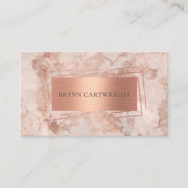 Rose Gold Marmor Modernes Elegantes Visitenkarte (Vorderseite)