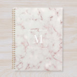 Rose Gold-Marmor-Monogramm Planer<br><div class="desc">Maßgeschneidertes Planerheft mit moderner,  stilvoller Rose aus Gold und rosa Marmor mit personalisiertem Monogramm.</div>