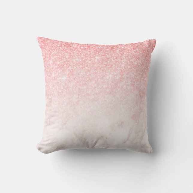 Rose-Gold-Marmor Ombre & Pink-Glitzer Kissen (Vorderseite)