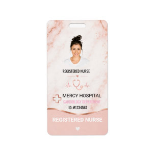 Rose Gold Marmor RN Kardiologie ID Ausweis Adressaufkleber