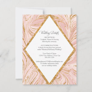 Rose Gold Marmor Rosa Hochzeitsdetails Einladung