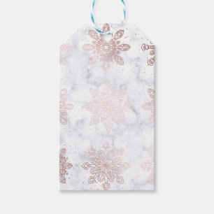 Rose Gold & Marmor Snowflake Weihnachtsmuster Geschenkanhänger
