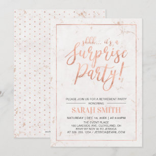 Rose Gold & Marmor Überraschungsabschiedsparty Einladung
