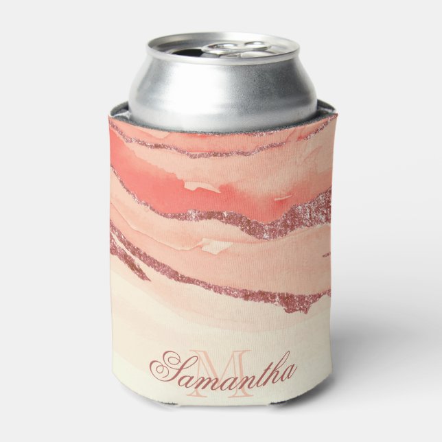 Rose Gold Marmor und Glitzer Dosenkühler (Kanne Vorderseite)