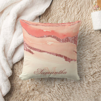 Rose Gold Marmor und Glitzer Kissen