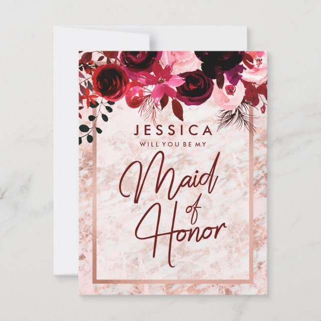Rose Gold Marmor wird meine Trauzeugin sein Einladung (Vorderseite)
