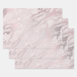 Rose Gold Marmordesign Geschenkpapier Set