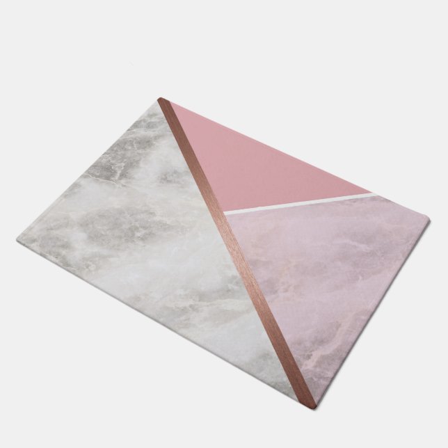 Rose Gold Marmoreffekt Türmatte (Schrägansicht)