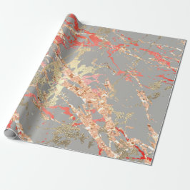 Rose Gold Marmorkoralle Grau Bright Pink Abstrakt Geschenkpapier