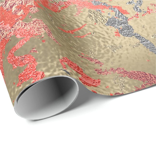 Rose Gold Marmorkoralle Kupfer Urban Abstrakt Geschenkpapier (Rolleneckpunkt)