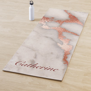 Rose Gold Marmormatte mit Namen, personalisierbar Yogamatte