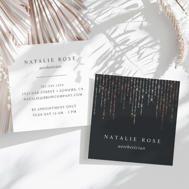 Rose Gold Marquee Quadratische Visitenkarte (Von Creator hochgeladen)