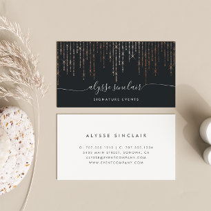 Rose Gold Marquee Signature Calligraphy Script Visitenkarte