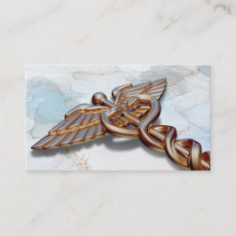 Rose Gold Medical Caduceus Kupfer Luxus Marmor Visitenkarte
