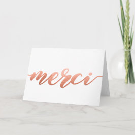 Rose Gold Merci Note Card Dankeskarte
