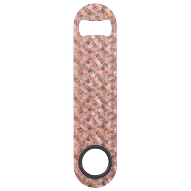 Rose Gold Mermaid Scales Glitzer Flaschenöffner (Vorderseite)