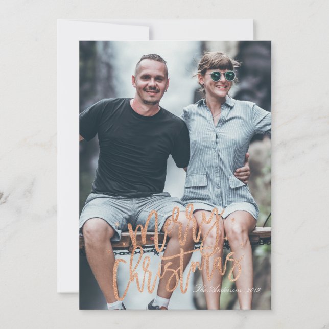 Rose Gold Merriment II Feiertagskarte (Vorderseite)