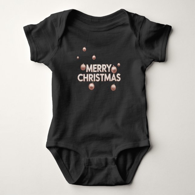 Rose Gold Merry Christmas - Holiday Design Baby Strampler (Vorderseite)