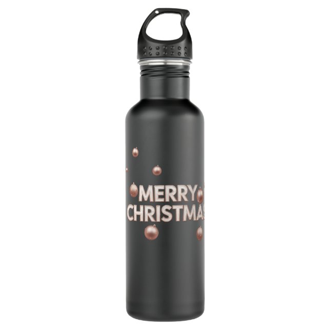 Rose Gold Merry Christmas - Holiday Design Edelstahlflasche (Vorderseite)