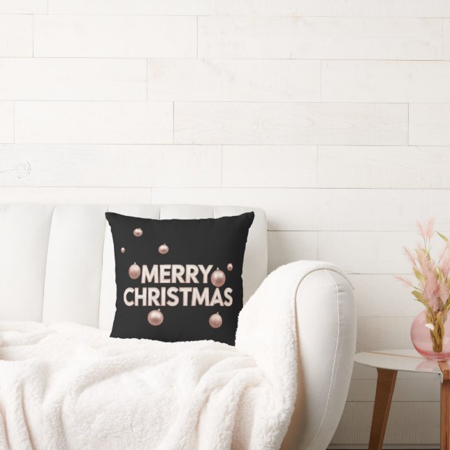 Rose Gold Merry Christmas - Holiday Design Kissen (Liege)