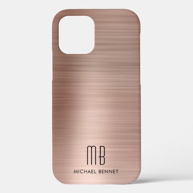 Rose Gold Metal Monogram Case-Mate iPhone Case (Rückseite)